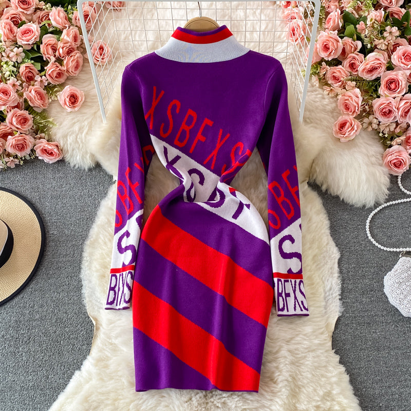 Robe moulante à imprimé lettre slim et slim 2911