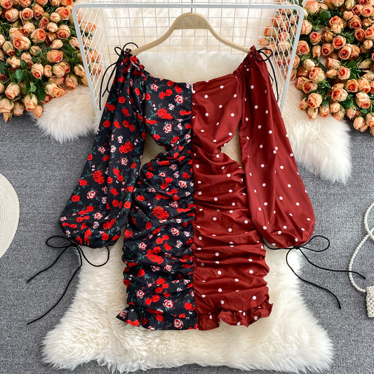 Robe portefeuille à imprimé floral et pois colorés 2904