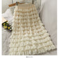 Ruffle edge super fairy medium long high waist cake skirt  2483