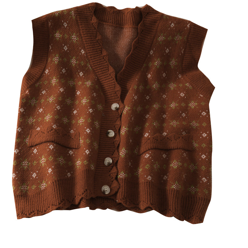 Sweater vest women's new slim fit short Sweater Vest  1702