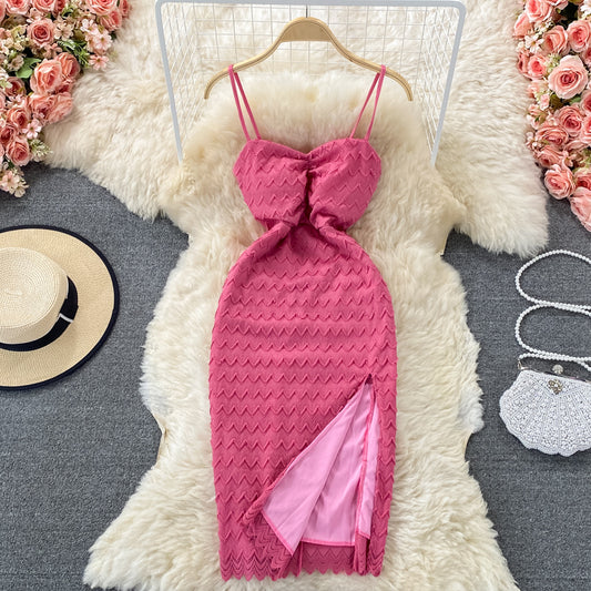 Spitzenkleid feminin elegant split rose powder 2774