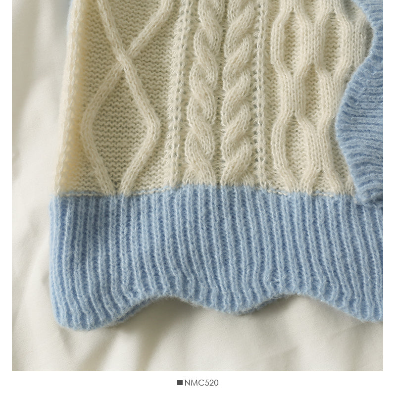 Elegant style color blocking large lapel Plaid loose knit women's shirt  1899