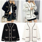 Autumn agaric lace contrast color small fragrance style women's cardigan sweater coat  1371