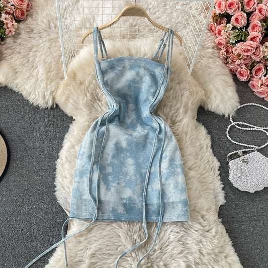 Robe bustier asymétrique tie dye 2809