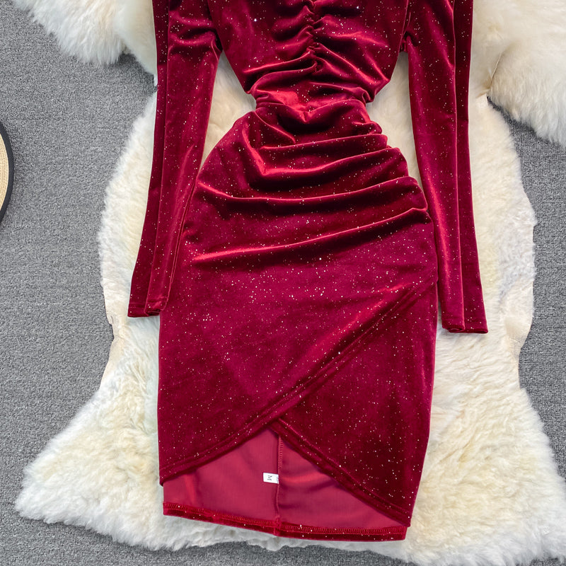 Robe portefeuille à col en V et à pampilles de tempérament de célébrité 3391