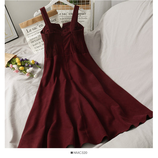 Korean version of slim waist high waist foreign style suspender skirt  2700