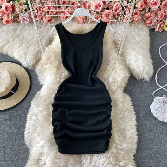 Elastic slim sexy suspender solid dress skirt  2957