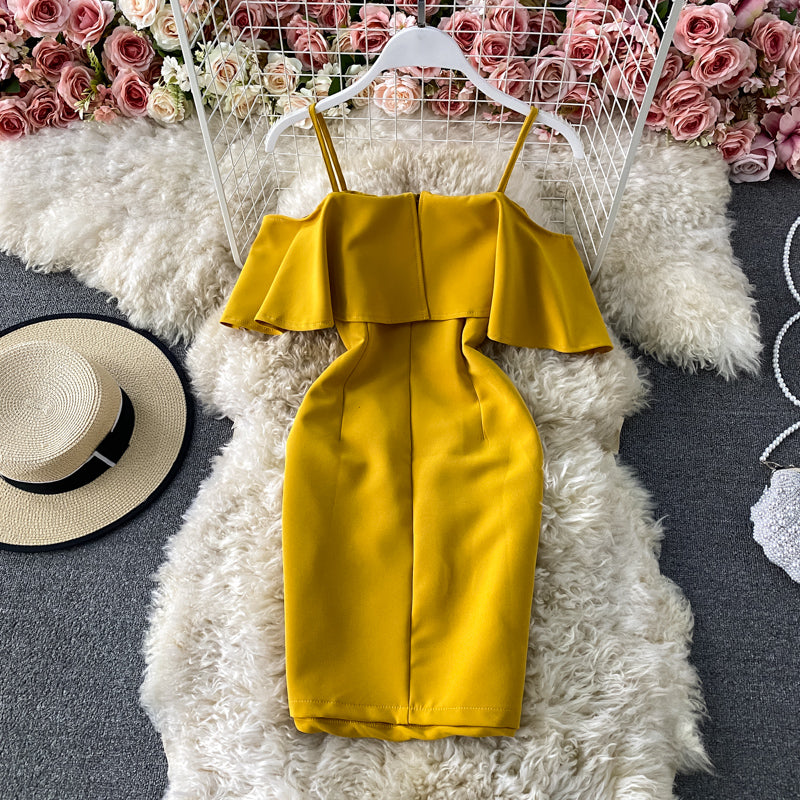 One shoulder Strapless Strapless TIGHT SKINNY Hip Wrap Dress  3311