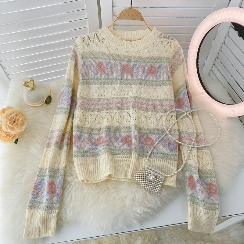 Long sleeved autumn hollow out sweater for women  1584