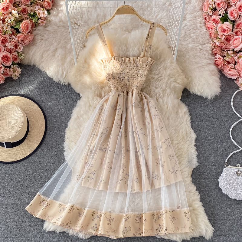 Sanfter Wind erste Liebe gebrochenes Blumen-Strapskleid 3336