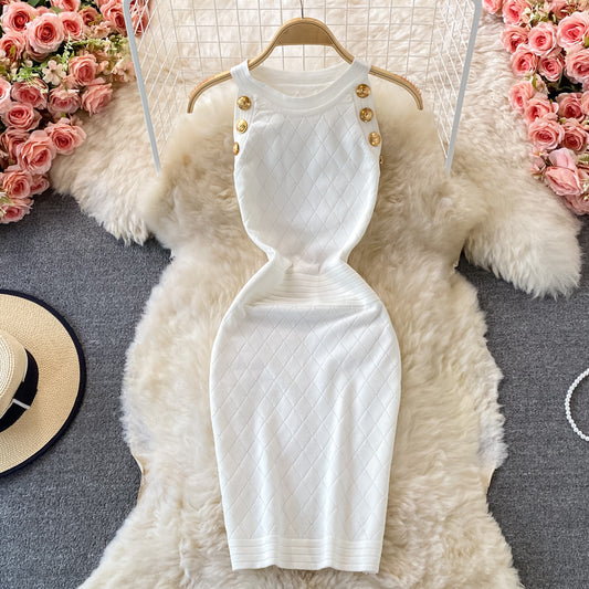 Knitted Halter off shoulder dress small sexy Hip Wrap Skirt  2722