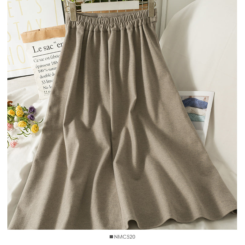 High waist three button thickened large swing skirt  2520