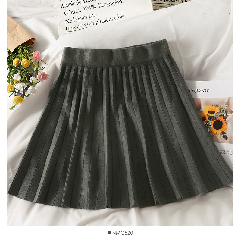 Waist slim knit A-line skirt women's versatile short skirt  2502