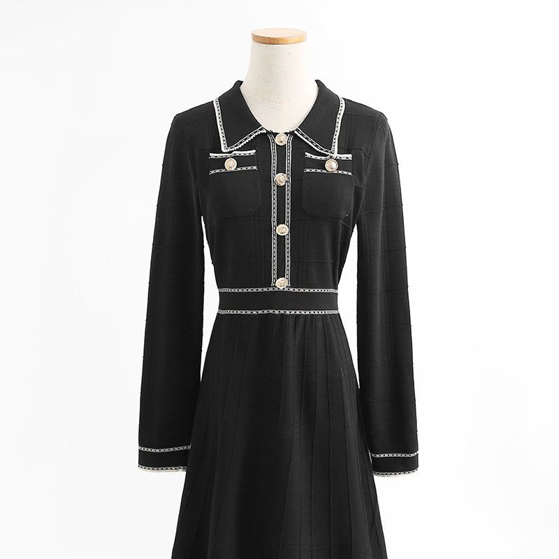 Aging Hepburn style small black skirt French retro literature bottomed long skirt  2230