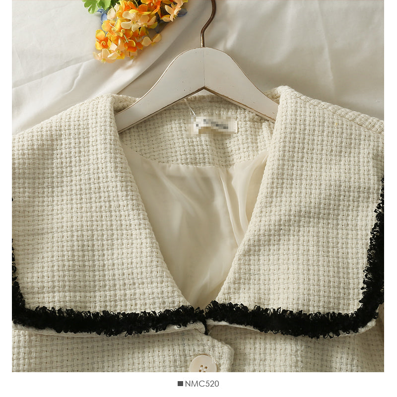 Farblich passender einreihiger lockerer Wollmantel im Retro-Stil im Hongkong-Stil für Damen 2109