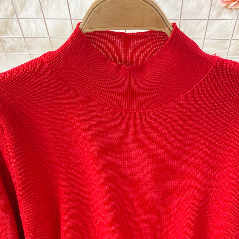 Slim waist knit Hip Wrap Sweater skirt  3357