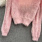 Sweet temperament imitation mink hair high waist short sweater coat  1620