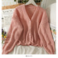 Knitwear solid color versatile outside cardigan sweater coat  1835