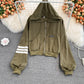 Small fresh loose hooded sweater coat for women  1677