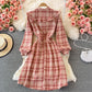 Doll neck bow tie tie mid length dress  3008