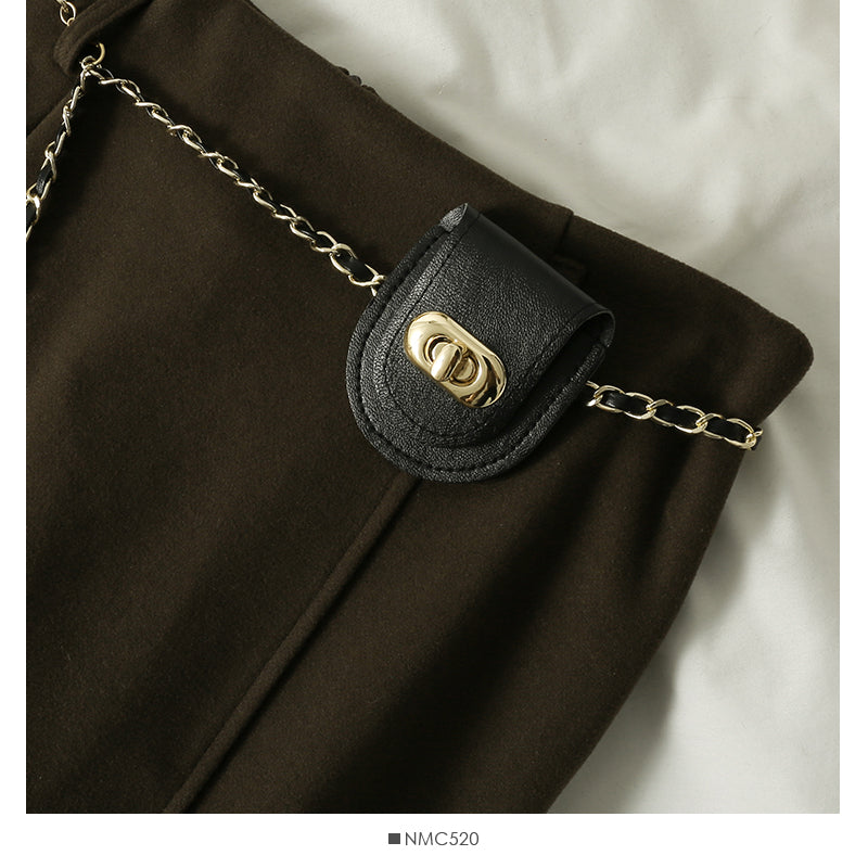 Korean high waist slim chain belt versatile split one-step skirt  2580