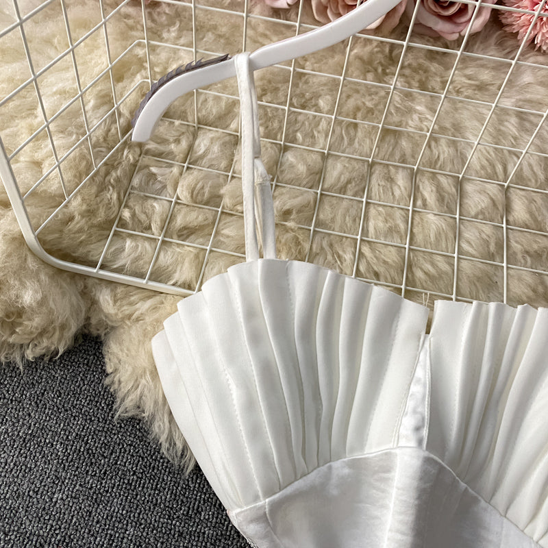 French Sexy Satin Strapsrock Temperament trägerloses Kleid 2786