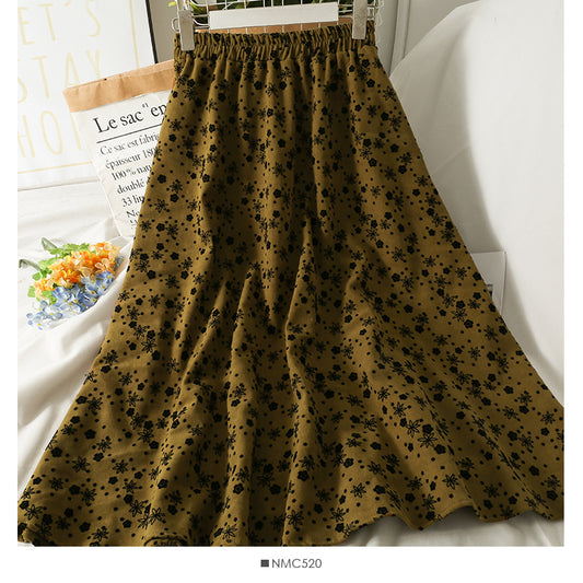 Jupe fine à taille élastique style Hong Kong à fleurs vintage 2549