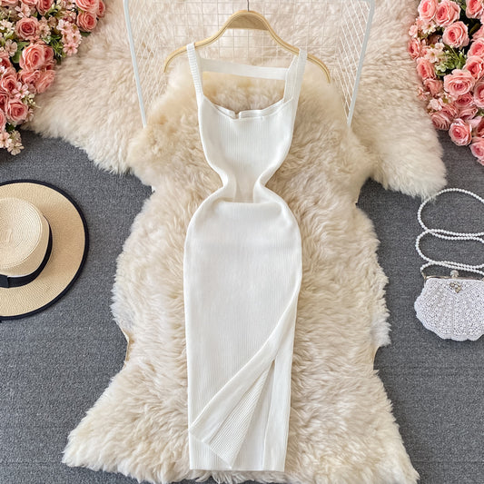 French Open Back suspender knitted dress  3333