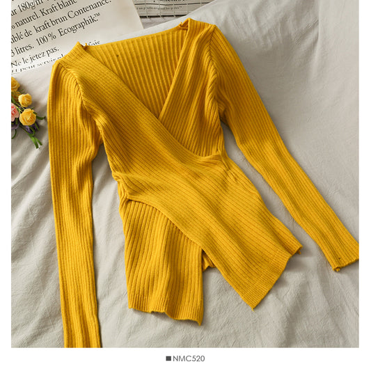 Korean design, tight and thin, split sweater, female  1895