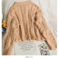 Autumn twist loose thin single breasted crew neck sweater  1924