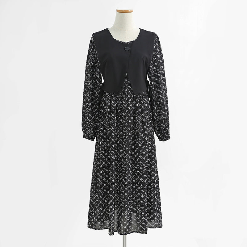 Age reduction fashion two-piece suit skirt shows thin floral skirt  2209