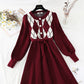 Corduroy stitched knitted dress with coat  2127