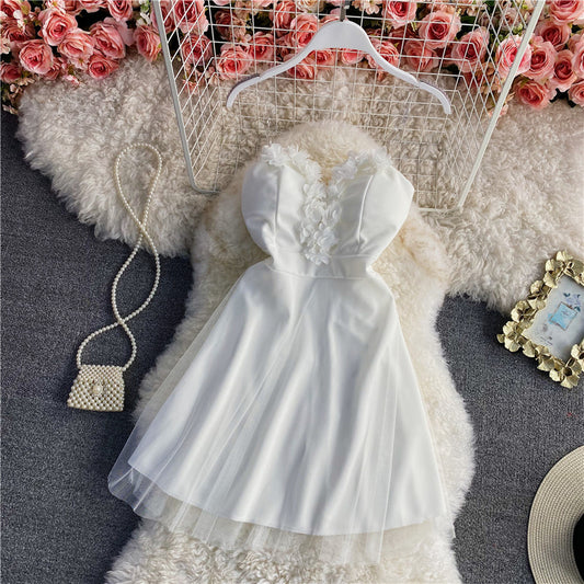 Jupe sexy à bretelles avec col en V et dos ouvert 2771