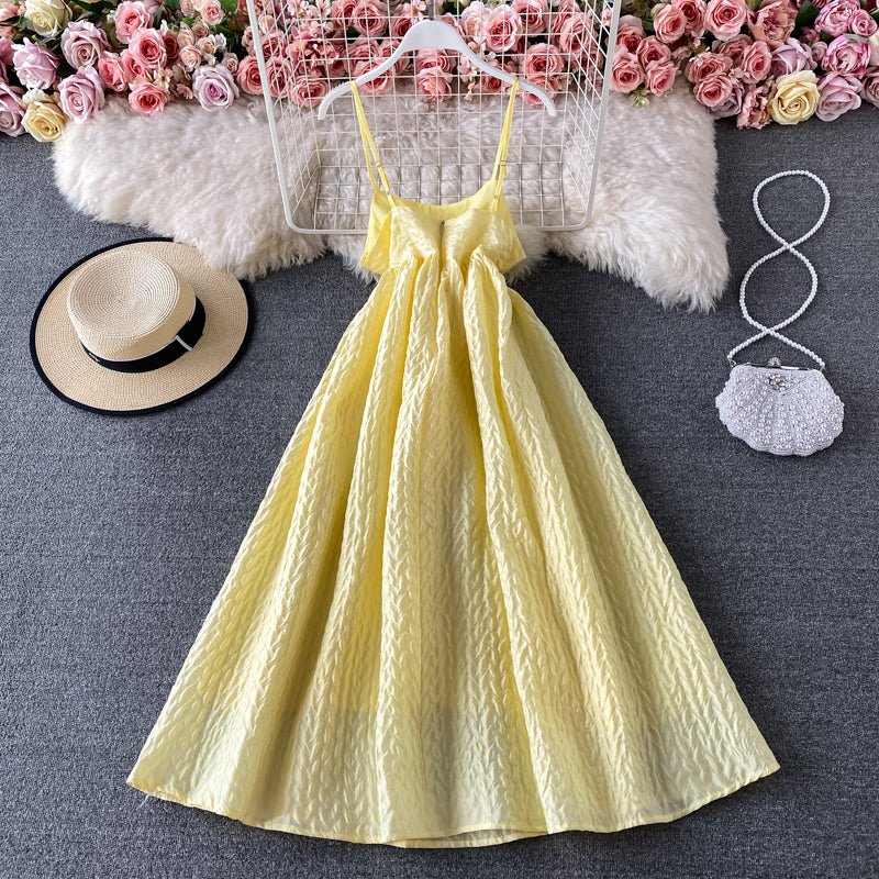 Super fairy open back fluffy skirt French retro suspender skirt  3298