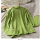 Fine wool solid color versatile loose long sleeve sweater  1762