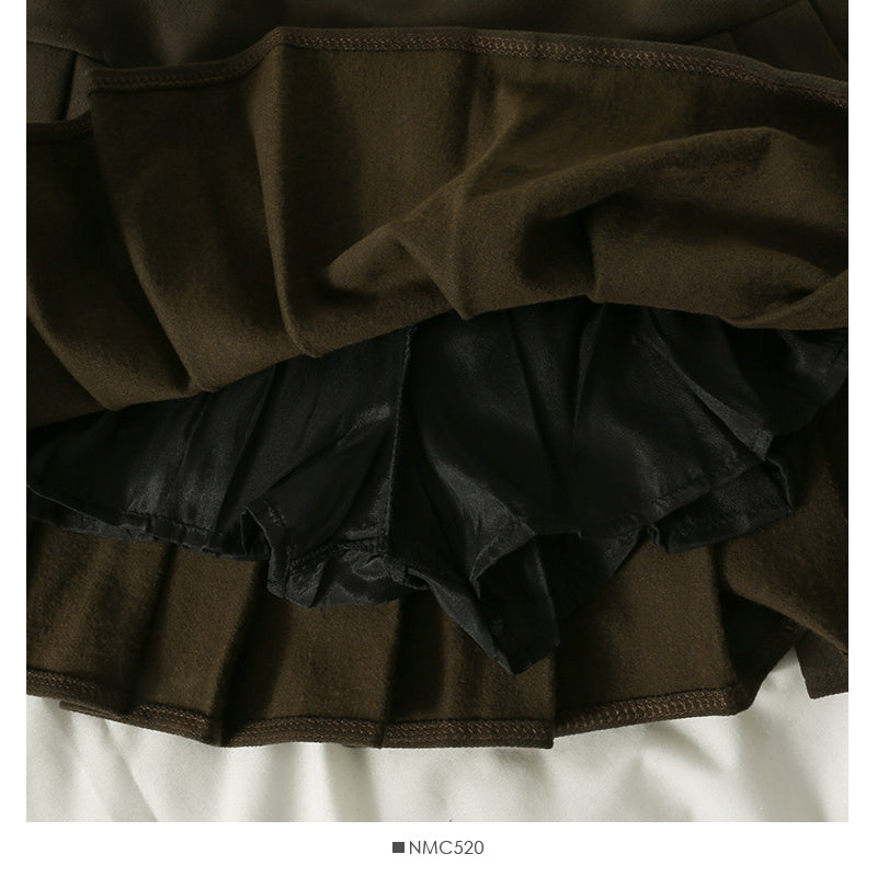 Versatile high waist slim tweed A-line skirt  2492