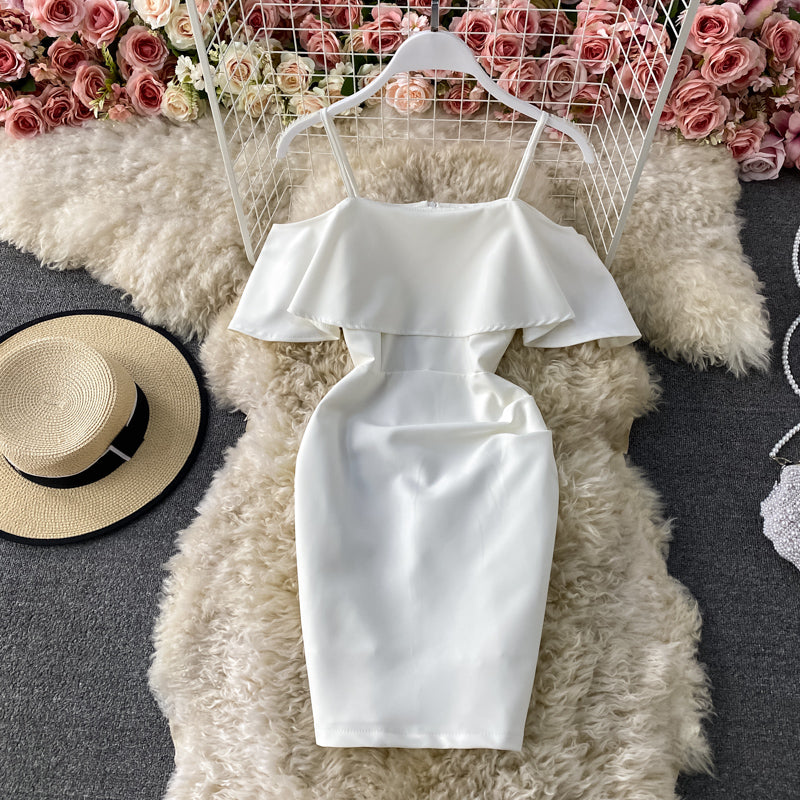 One shoulder Strapless Strapless TIGHT SKINNY Hip Wrap Dress  3311