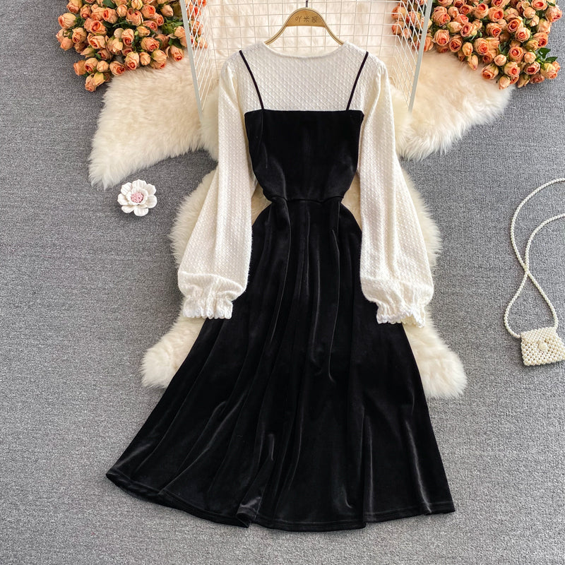 Design sense aging sweet medium and long lace dress  3015