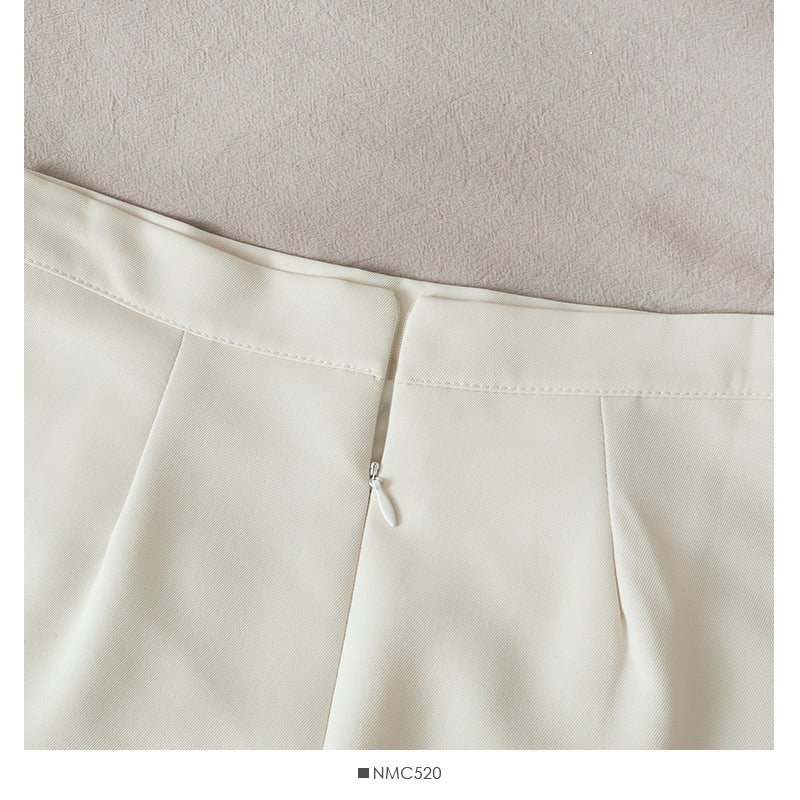 Simple solid color versatile high waist slim A-line short skirt women  2544