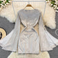 High waist V-neck flare flare sleeve dress  2871