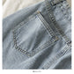 Han Fan simple and versatile solid medium length denim skirt  2534