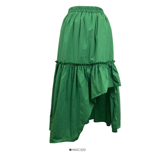 French irregular auricle edge stitching medium length A-line skirt  2590