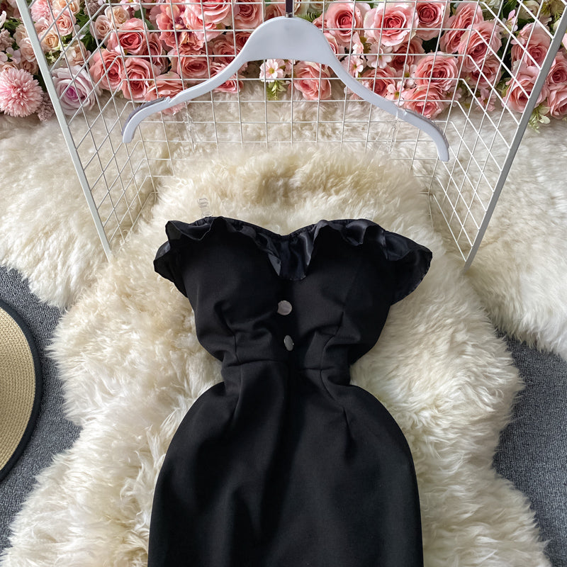 Robe sexy en queue de poisson avec sac à bandoulière exposé sans bretelles et coutures en maille de gaze 3033