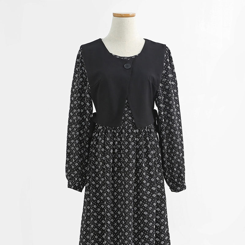 Age reduction fashion two-piece suit skirt shows thin floral skirt  2209