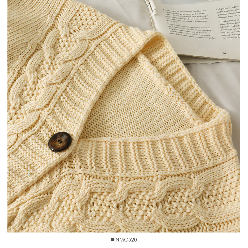 Pullovermantel Damen neue einreihige Strickjacke mit V-Ausschnitt 1837