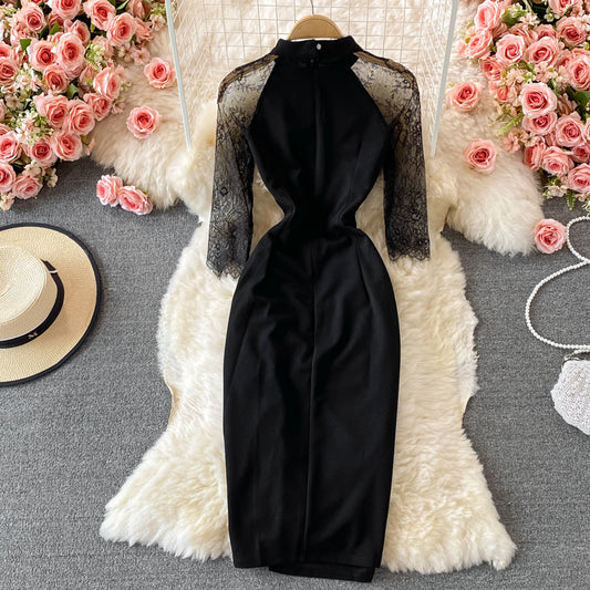 Manches longues cousues en maille perspective machine hanche et taille 3077