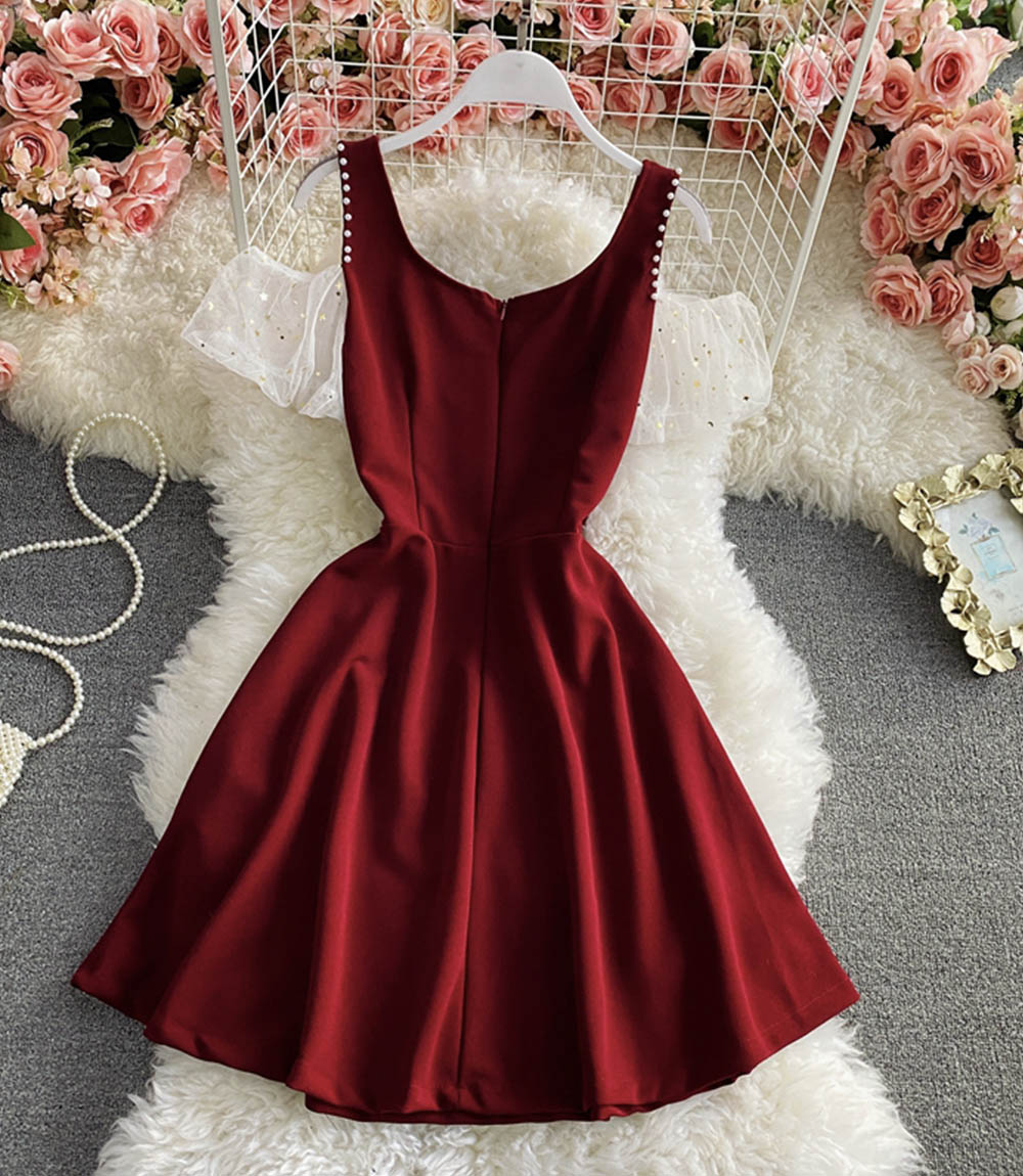 Süßes kurzes Kleid in A-Linie Modekleid 1324