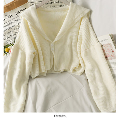 Korean version of foreign style versatile two button short sweater for women  1690