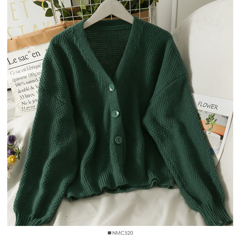 Knitwear solid color versatile outside cardigan sweater coat  1835