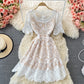 High waist slim water soluble hollow lace fishtail dress  2985